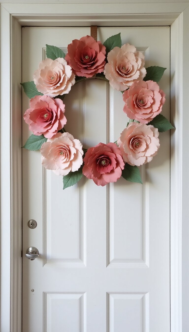 Oversized Paper Flower Wreath With Pastel Shades
