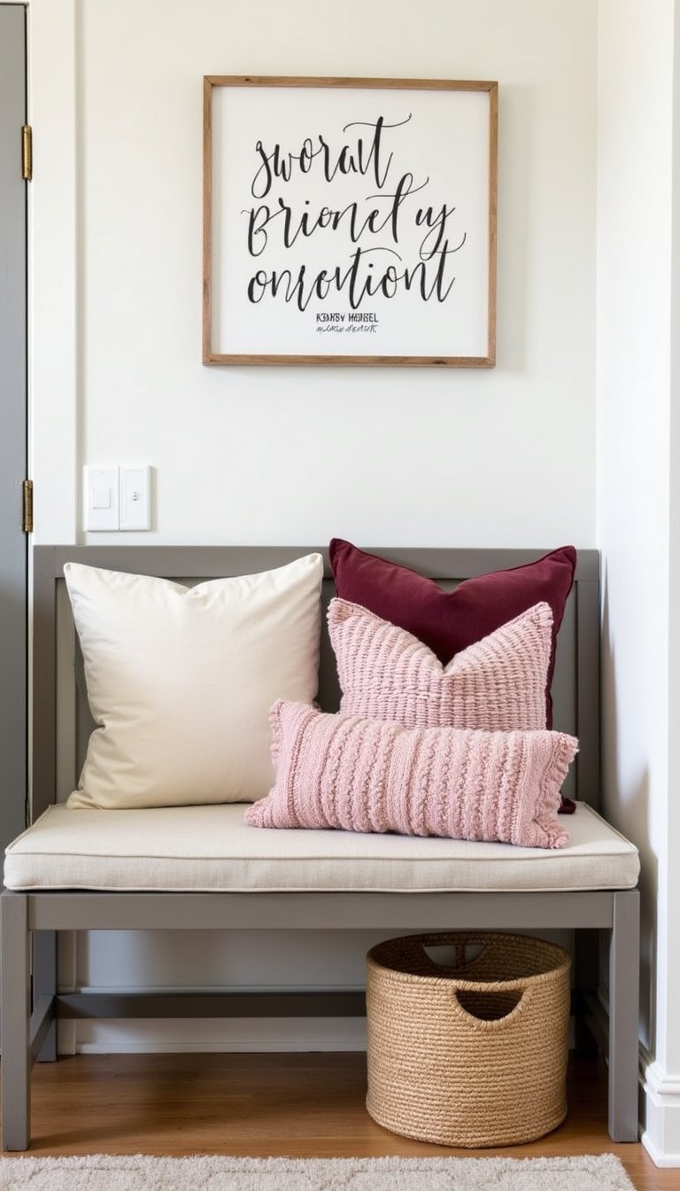 Romantic Entryway Bench Styling With Cushions