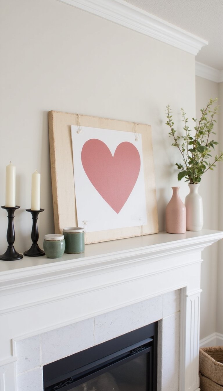 Sweetheart Mantel Display With Candles And Florals
