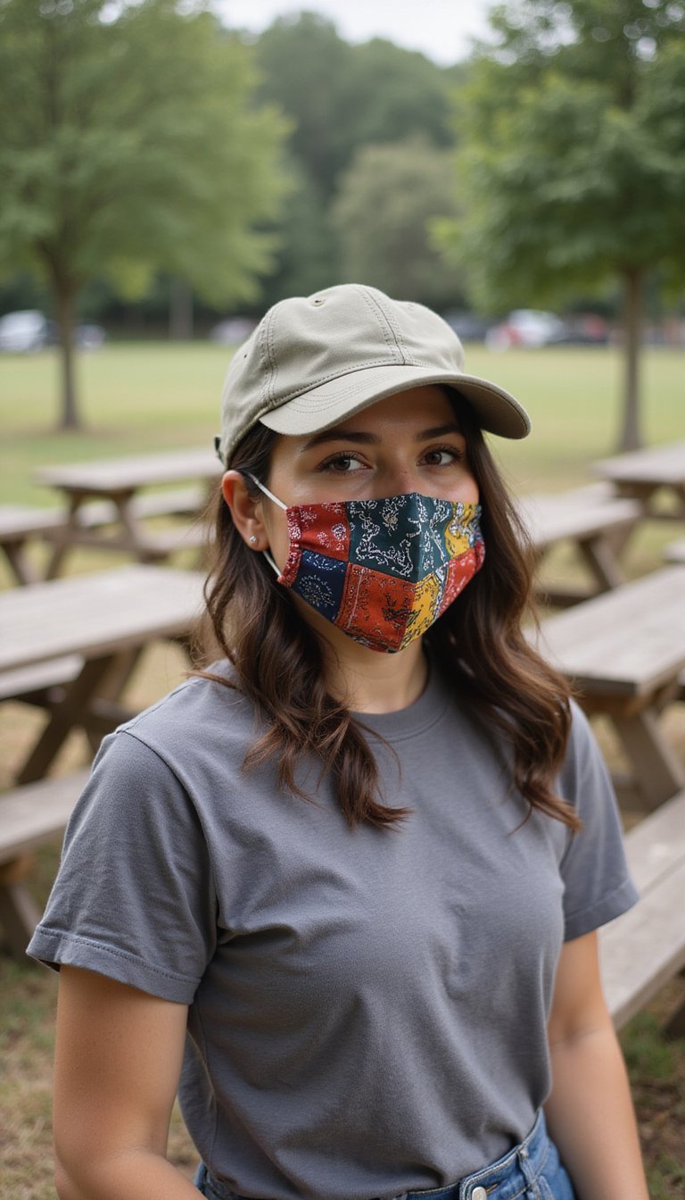 Bandana Patchwork Face Mask And Matching Cap
