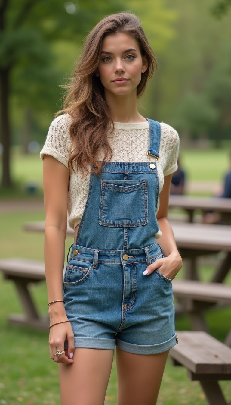 Refashioned Overalls With Cropped Knit Top