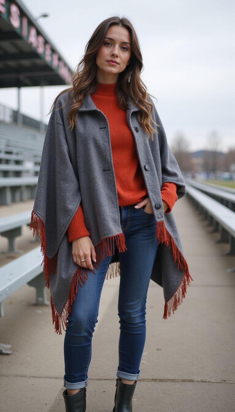 Weather‑Ready Poncho Layer With Team Accent