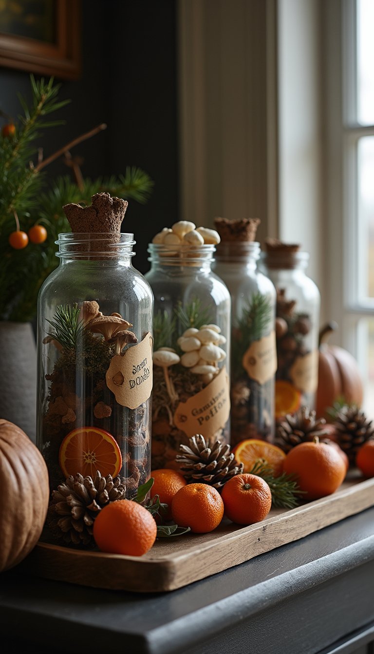 Apothecary Jar Row Filled With Curated Specimens