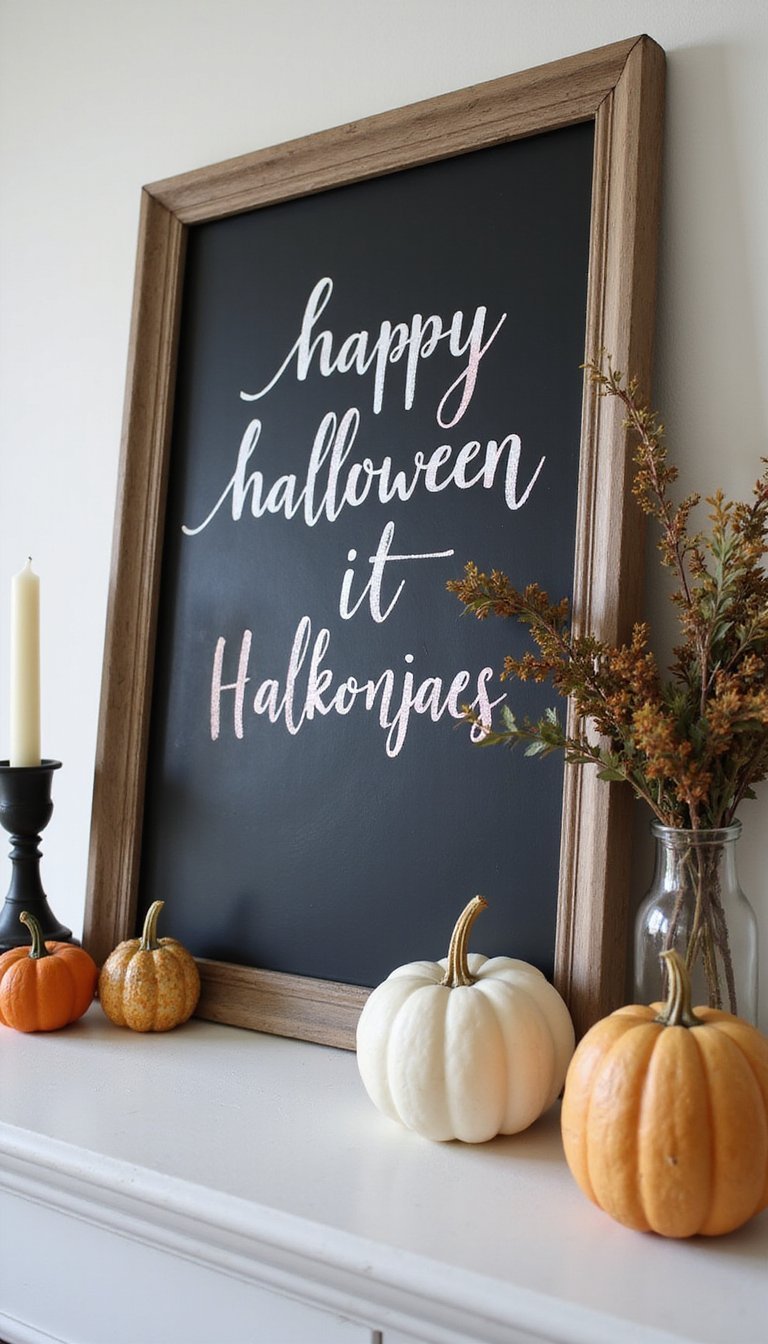 Black Chalkboard Sign With Seasonal Hand Lettering
