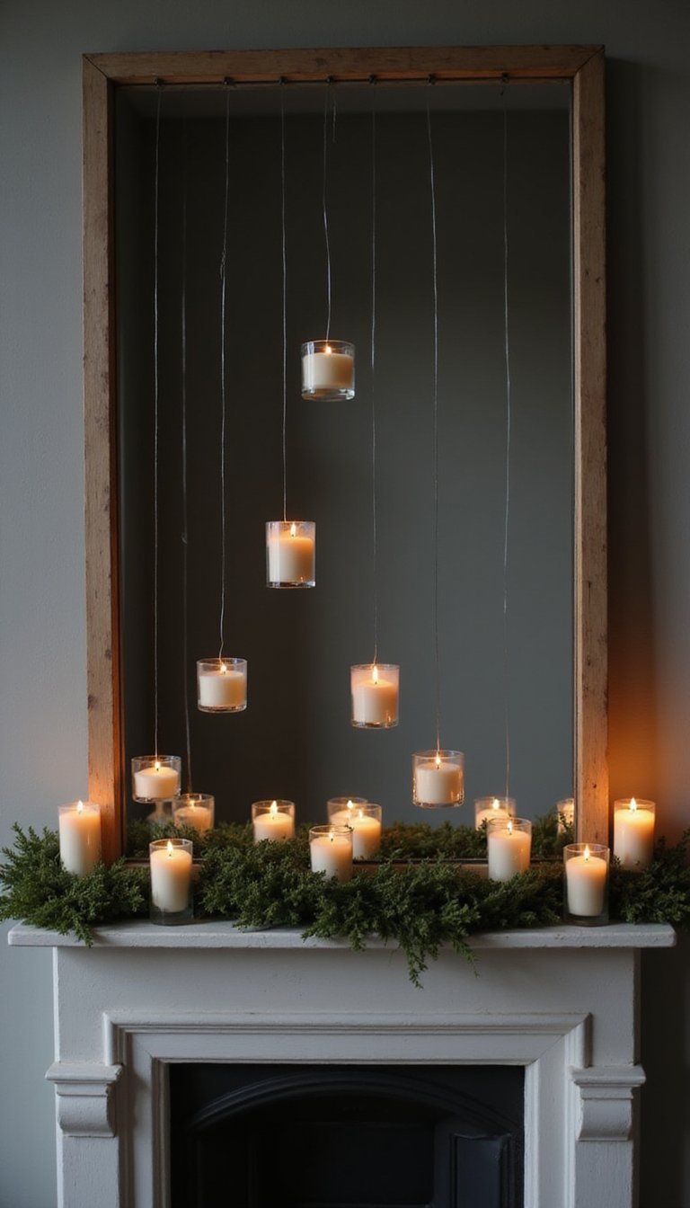 Floating Candle Arrangement With Clear Fishing Line