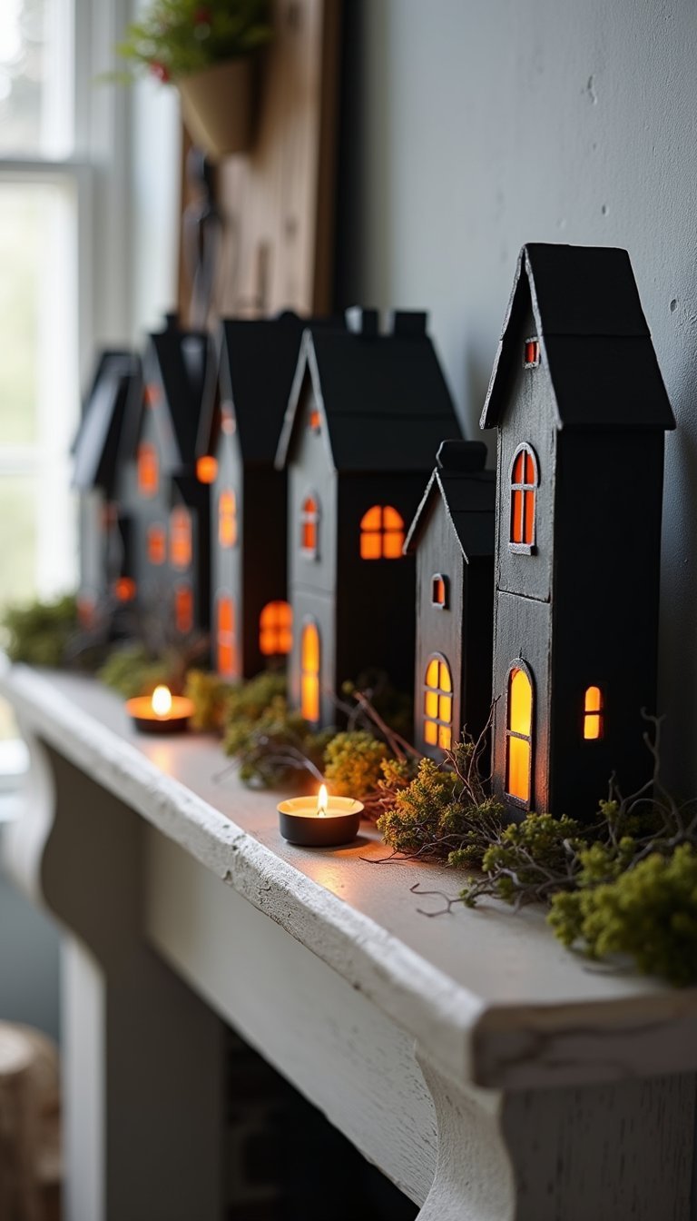 Miniature Haunted House Vignette With Tea Lights