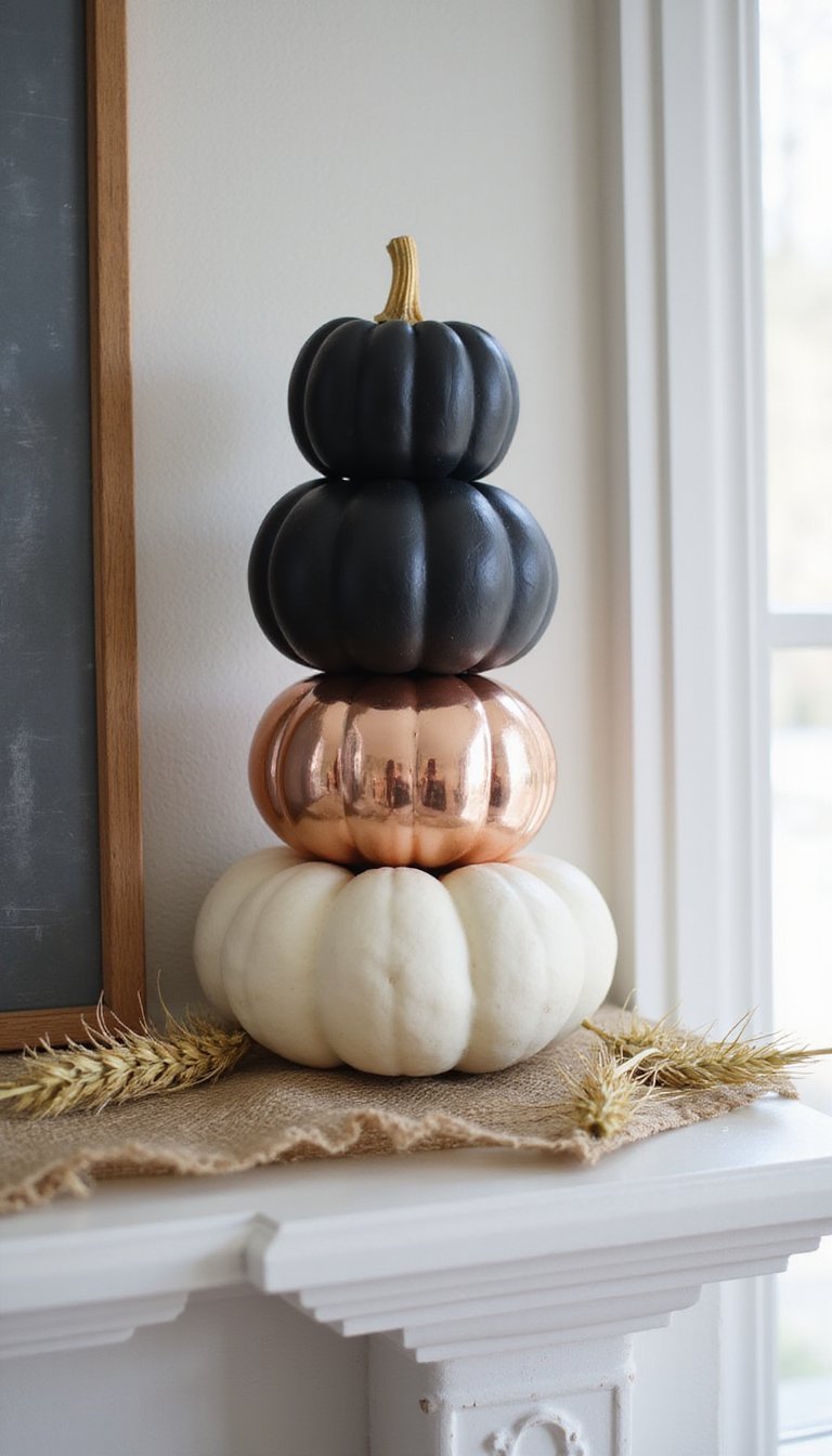 Stacked Pumpkin Tower In Mixed Finishes