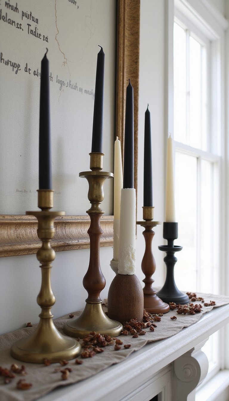 Thrifted Candlestick Cluster With Dripping Wax