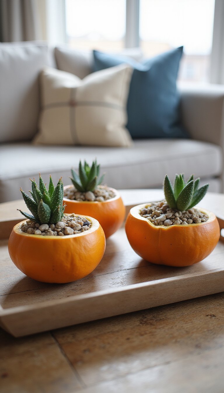 Mini Gourd Succulent Planters For Coffee Table Display