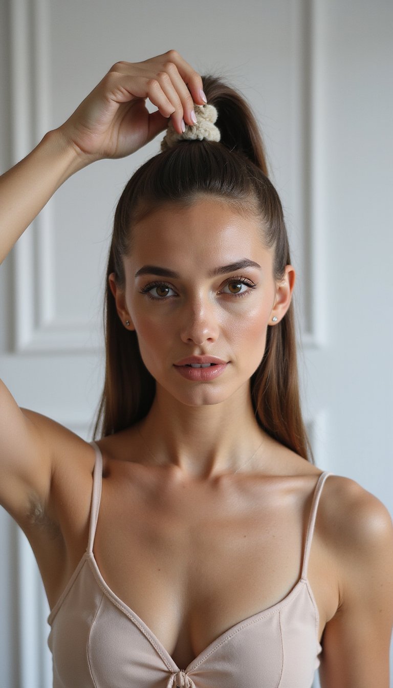 Sleek Mid-Length Pony With Minimal Scrunchie Touch