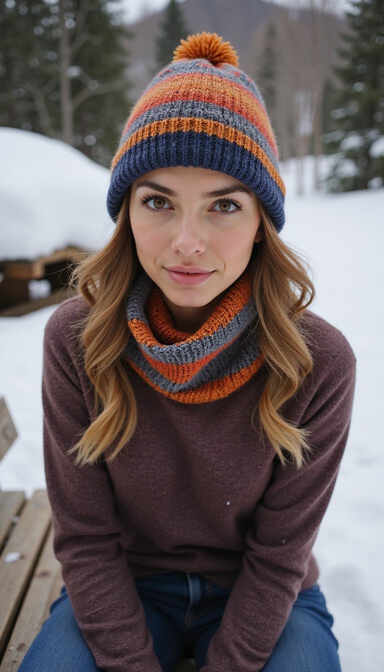 Colorful Beanie And Matching Neck Gaiter Combo