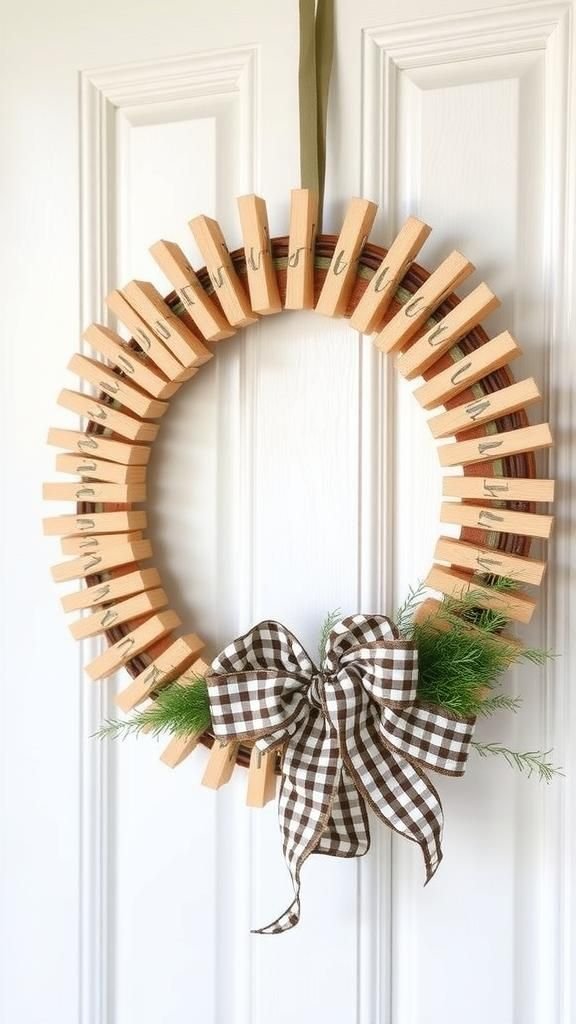Clothespin Wreath With Seasonal Ribbon Accents