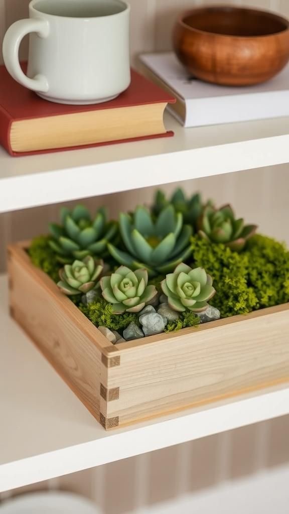 Faux Succulent Planter In Farmhouse Style Box