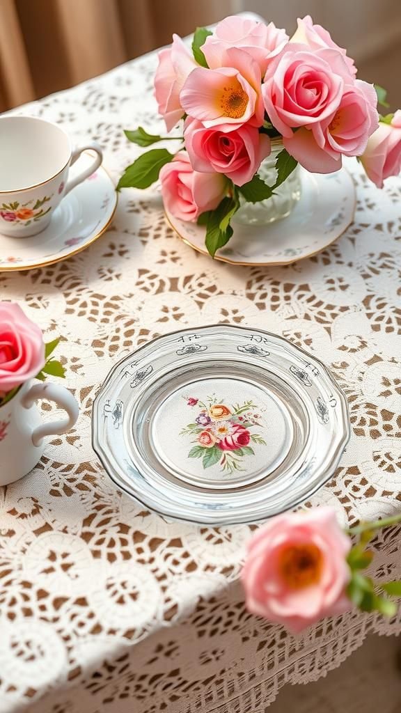 Napkin Decoupage Floral Plates For Display