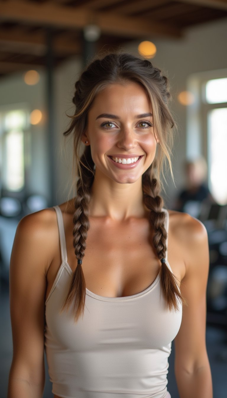 Double Dutch Braids Into A Sporty Low Bun