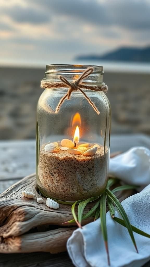 Coastal Mason Jar Oil Lamp Glow