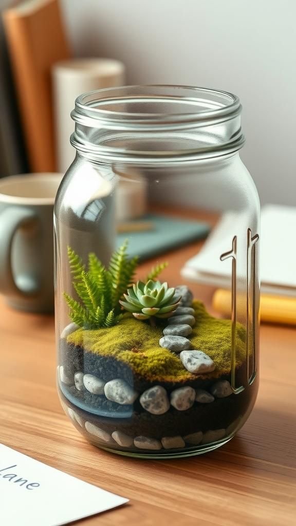 Layered Mason Jar Tabletop Terrarium