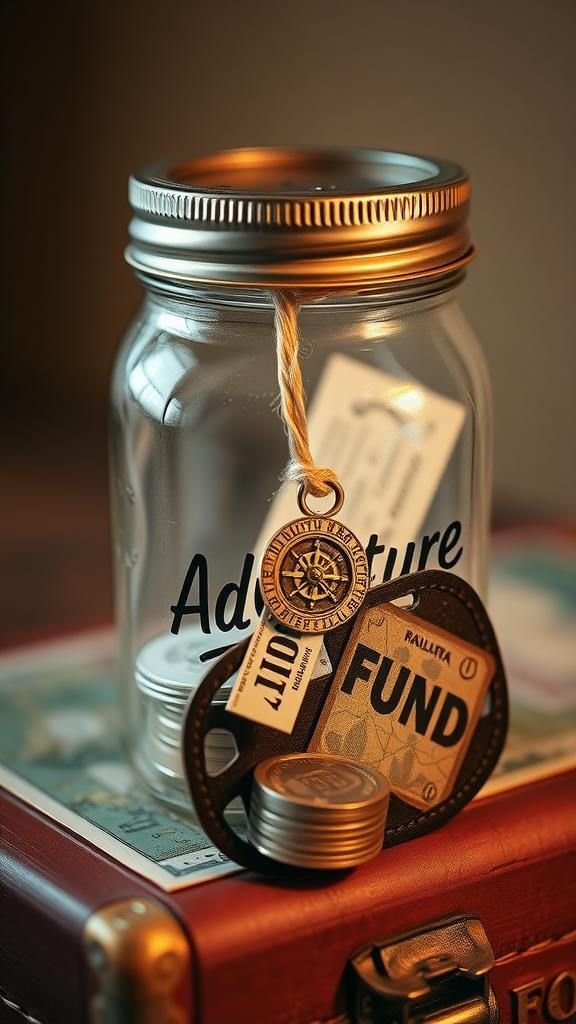 Mason Jar Adventure Fund Coin Bank
