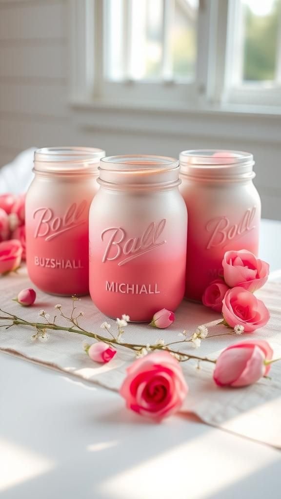 Ombre Chalky Mason Jar Flower Vases