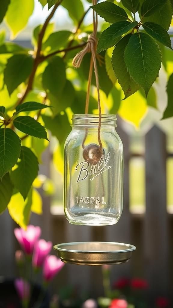 Rustic Mason Jar Bird Feeder For Gardens