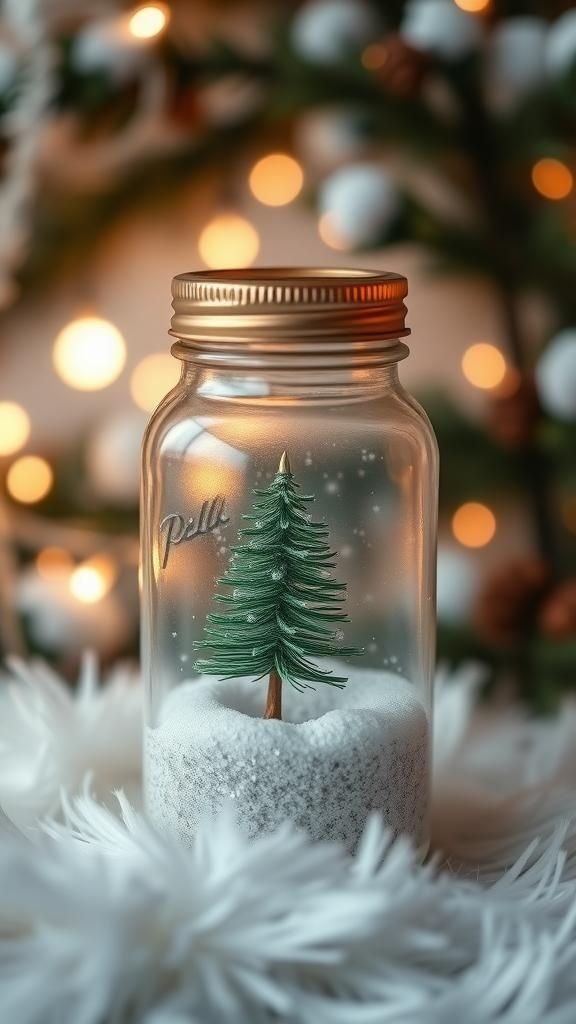 Whimsical Mason Jar Winter Snow Globe