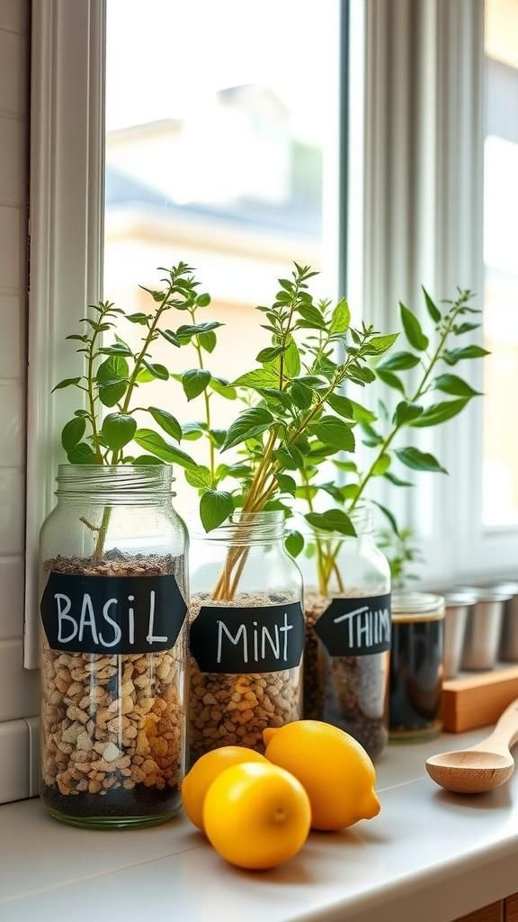 Windowsill Mason Jar Herb Garden Trio