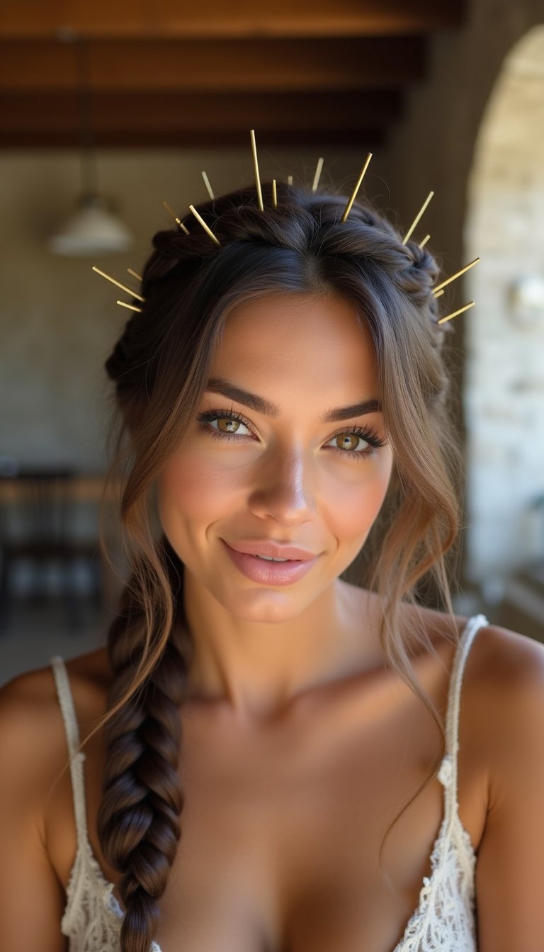 Braided Crown With Subtle Gold Pins