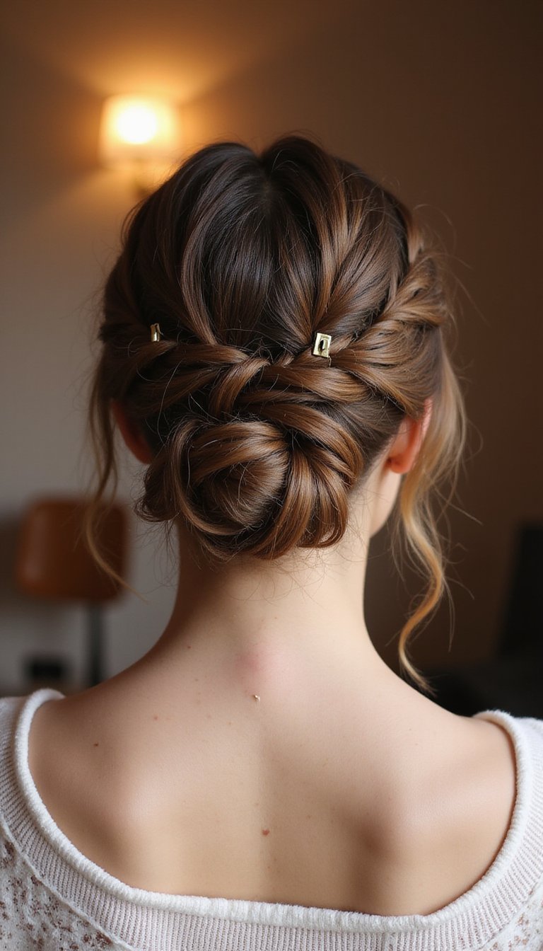 Low Braided Bun With Soft Face-Framing