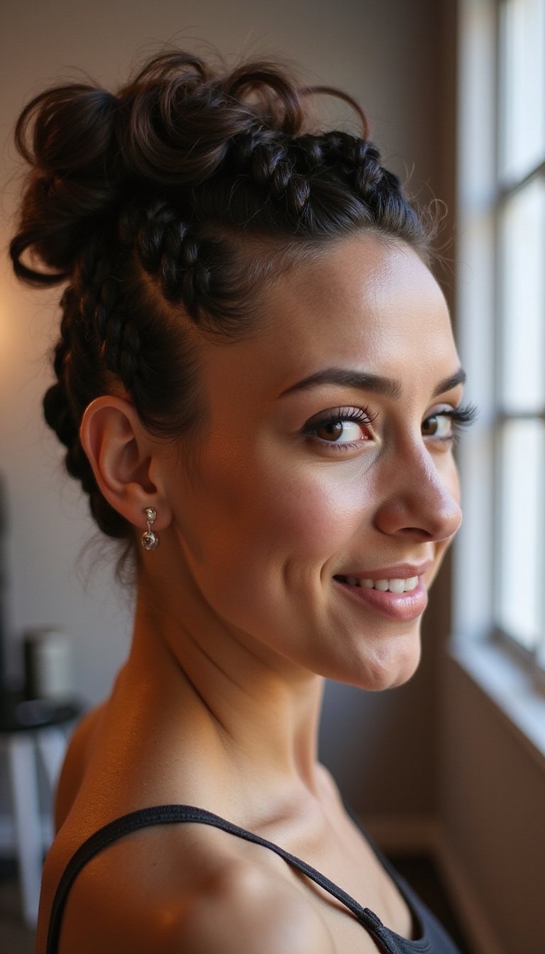 Faux Hawk Braided Updo For Edgy Festivities