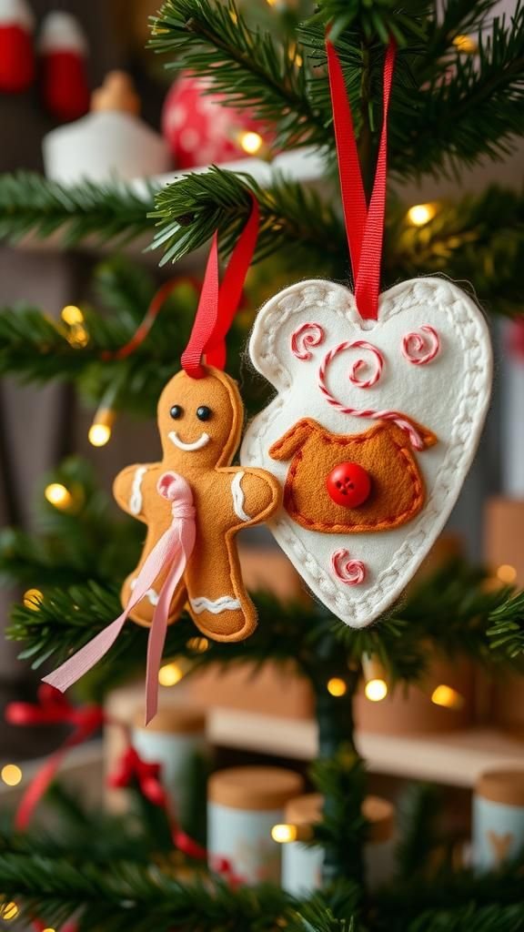 Felt Gingerbread Cookie Keepsake Ornaments