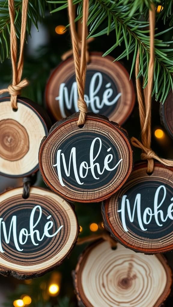 Hand-Lettered Wood Slice Heritage Ornaments