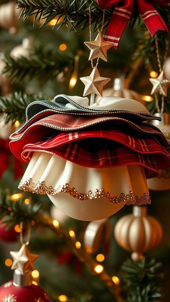 Layered Ribbon Evergreen Silhouette Ornaments