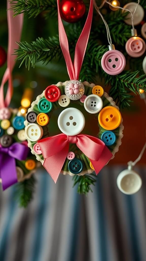 Mini Button Wreath Ornaments With Cheerful Color