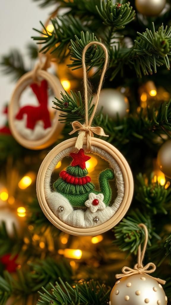 Mini Embroidered Hoop Heirloom Ornaments