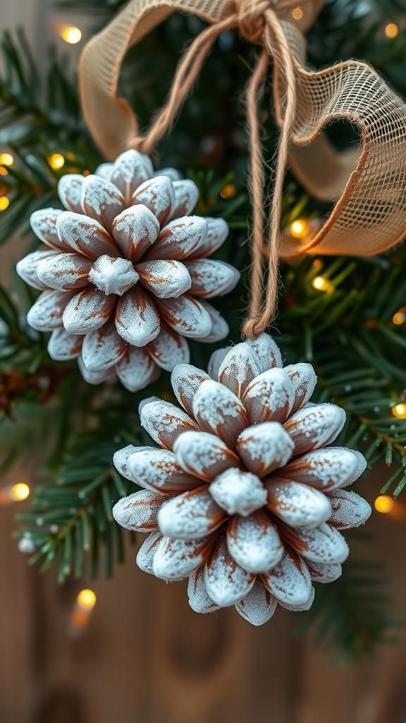 Snow-Tipped Pinecone Woodland Ornaments