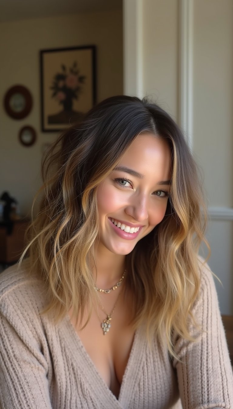 Messy Shoulder-Length Shag With Tiny Clips