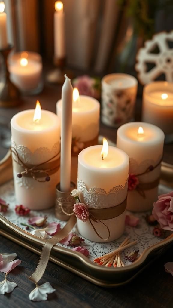 Candle Decorating With Dried Florals And Lace