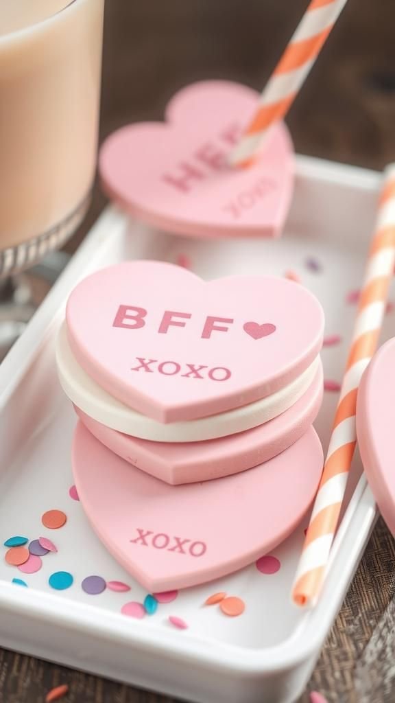 Conversation Heart Coasters In Pastel Candy Hues