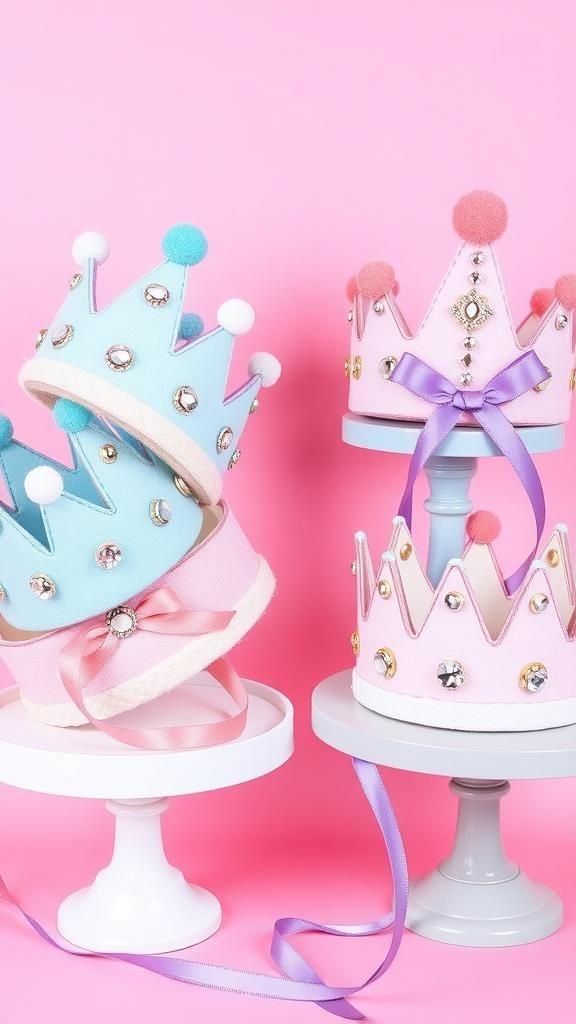 Pom-Pom Party Crowns With Velvet Ribbon Trim