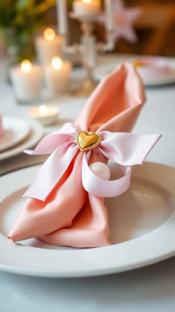Ribbon And Charm Napkin Rings With Sparkle