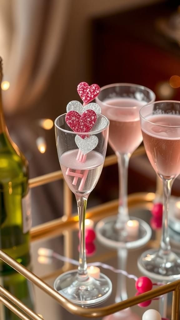 Shimmering Heart Drink Stirrers For Bubbly Moments