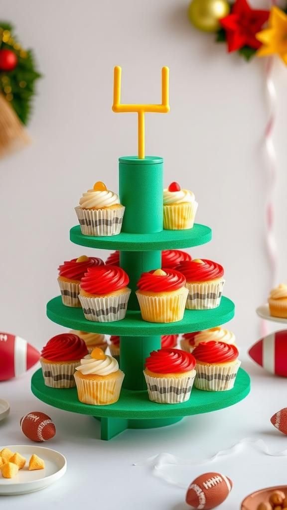 Bright Goalpost Cupcake Stand From Cardboard