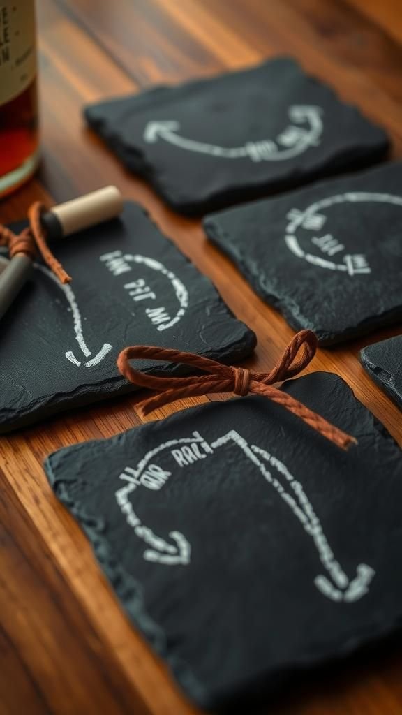 Chalkboard Slate Play-Call Coasters Serving Set