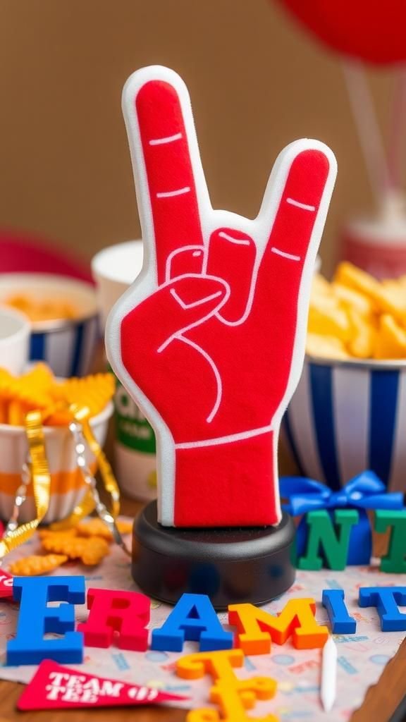 Foam Finger Centerpiece With Team Flair