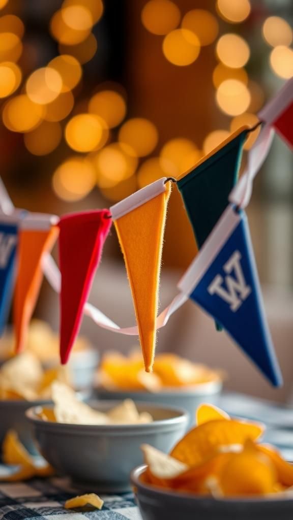 Mini Pennant Garland Across The Snack Table