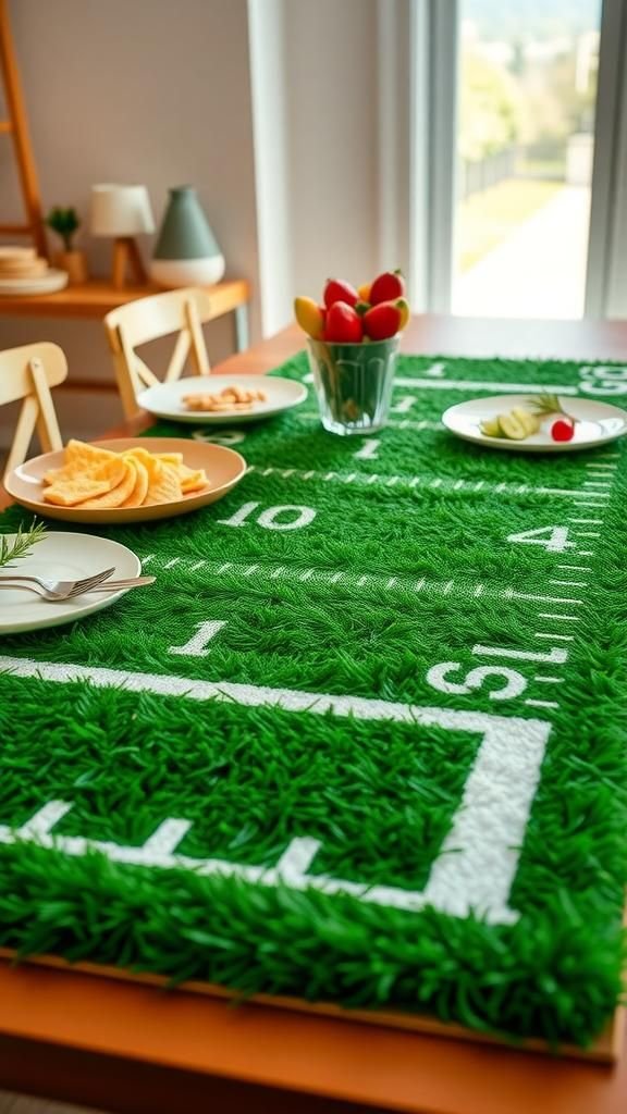 Turf Table Runner Marked Like A Field
