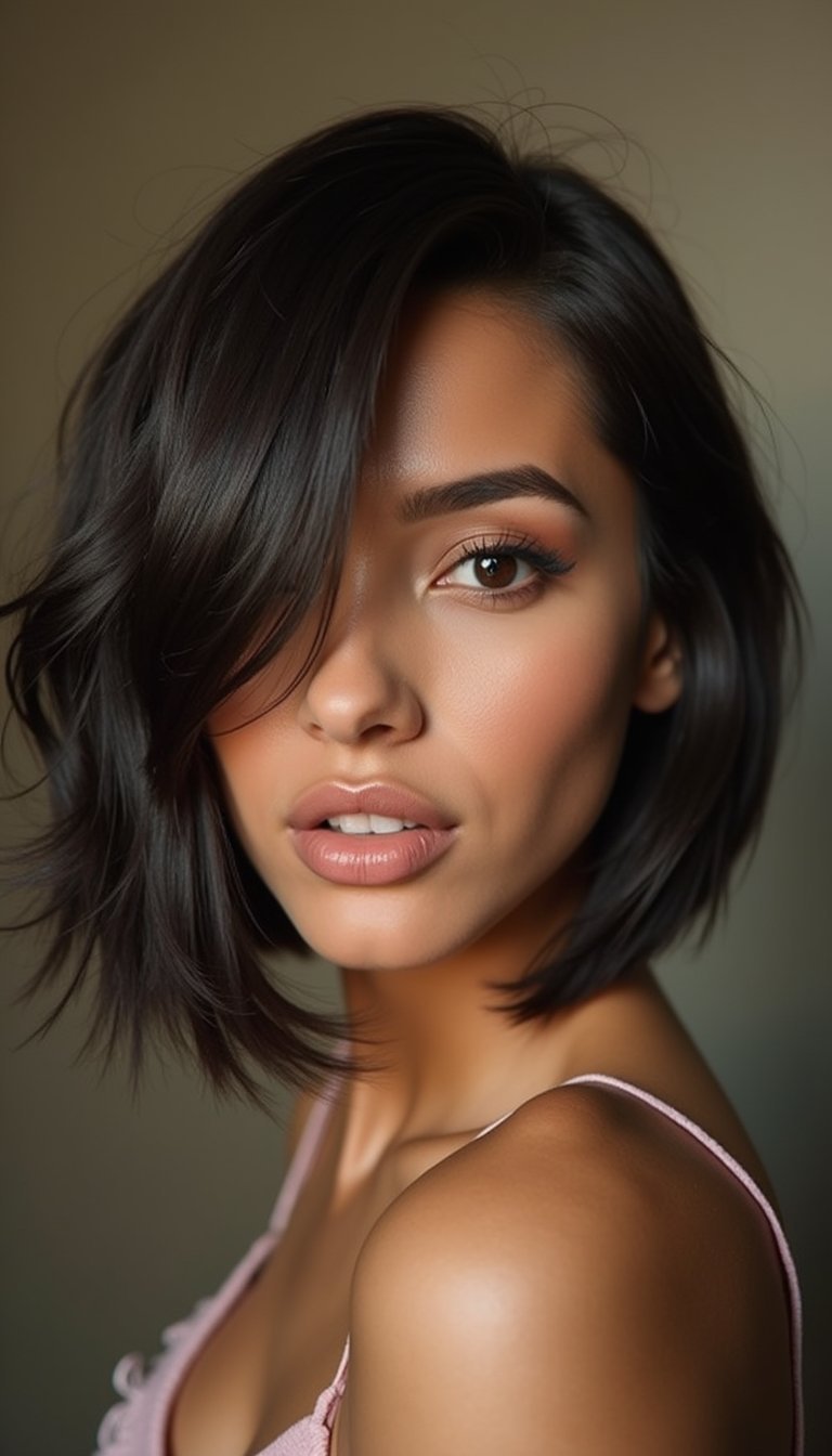 Asymmetrical Bob With Mirror Shine Finish