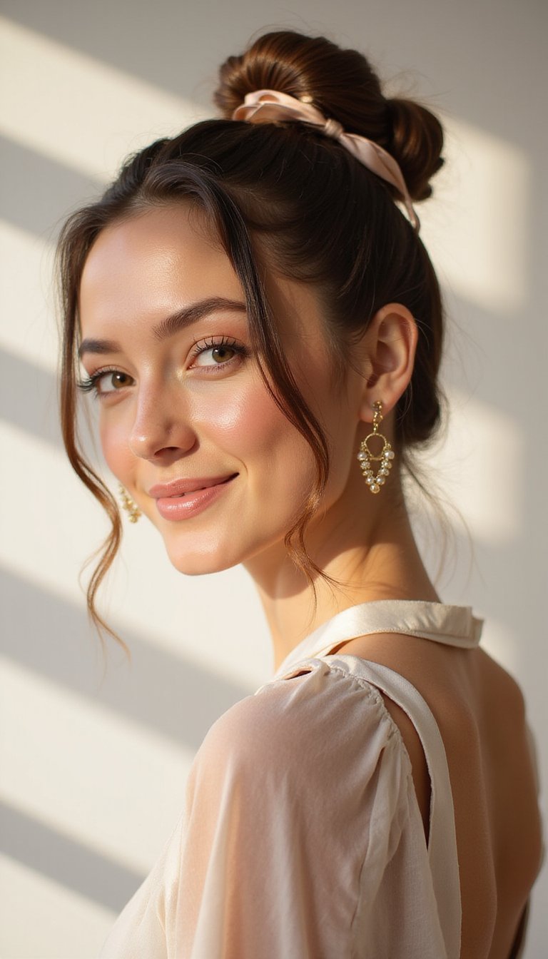 Bubble Ponytail With Satin Ribbon Finish