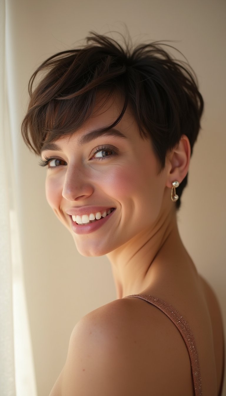 Glam Pixie Cut With Shimmered Roots