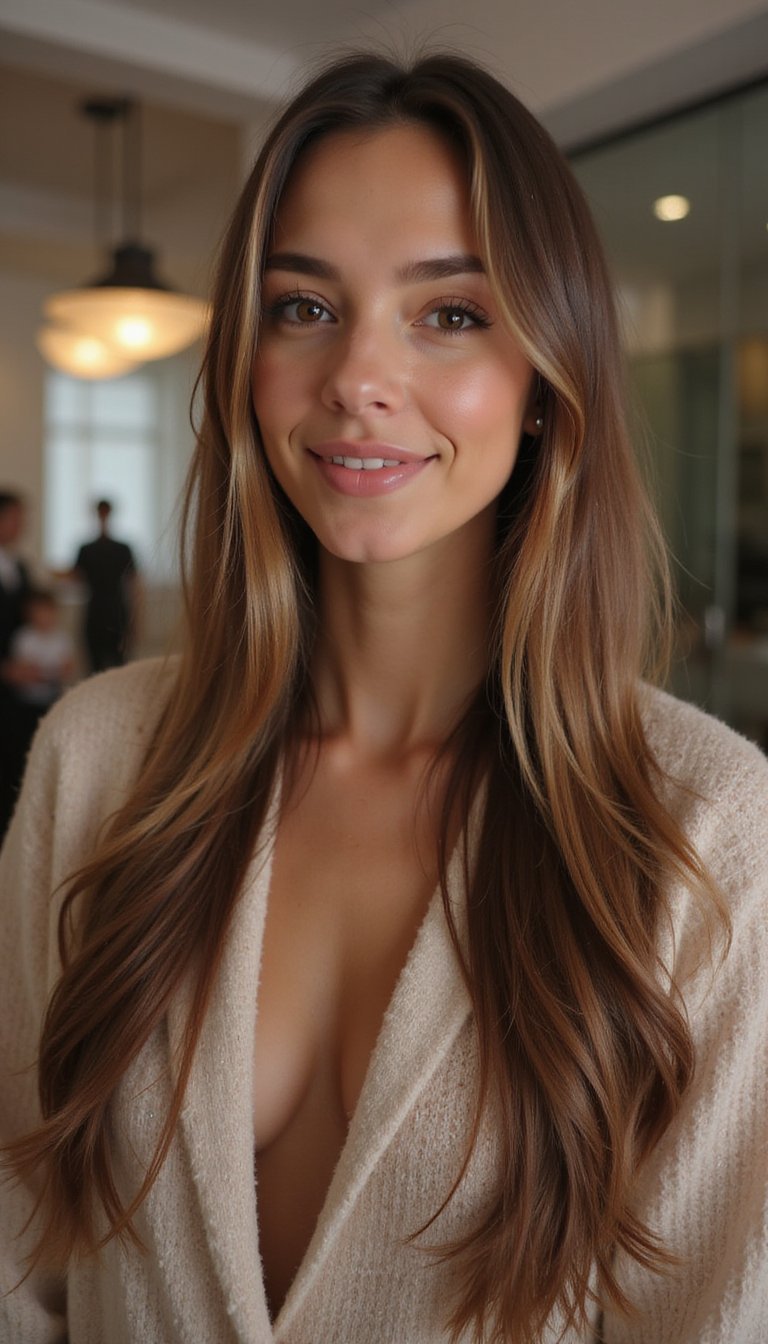 Glitter Root Shimmer On Sleek Straight Hair